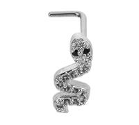 SAFIGLE Stainless Steel Snake Shaped Nose Studs with Sparkling Zirconia Tiny Comfortable Body Piercing Jewelry for Women Year of Snake Nostril Rings