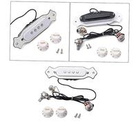 SAFIGLE String Electric Cigar Box Guitar Soundhole Pickup with Volume Tone Control Knobs Durable Shell Celluloid Soundboard White