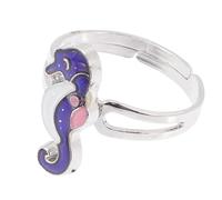 SAFIGLE Stylish Adjustable Seahorse Mood Ring Color Changing Thermochromic Cartoon Finger Ring for Theme Parties and Halloween