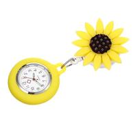 SAFIGLE Sunflower Design Nurses Pocket Watch Retractable Clip On Fob Scales Hanging Style Suitable for Exams and Elderly Yellow