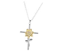 SAFIGLE Sunflower Necklace for Women Meaningful Cross Pendant Clavicle Chain Jewelry for Everyday Wear Optimistic Design Durable for Teen