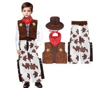 SAFIGLE Toddler Cowboy Costume Set - Western Fancy Dress Outfit for Boys - Includes Hat, Scarf, Vest, Pants - Perfect for Halloween, Parties, Role Play