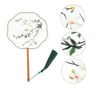 SAFIGLE Traditional Chinese Style Circular Embroidery Round Fan Double-sided Silk Hand Fan with Eight-petal Decorative and Practical for Home Photos and Dance Use