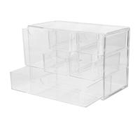 SAFIGLE Transparent Stackable Desktop Organizer Box with Drawers Versatile Makeup and Jewelry Storage Holder Large Cosmetic Storage Case for Vanity Desk and Small Item Organization