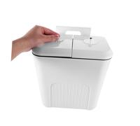 SAFIGLE Two Compartment Wall-mounted Kitchen Trash Can Hanging Waste Basket for Dry and Wet Separation Space-saving White Garbage Container for Home Bathroom Living Scraps