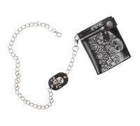 SAFIGLE Unisex Punk Wallet with Chain Gothic Skull Design Leather Purse for Men Halloween Skeleton Card Holder Zipper and Buckle Closure Compact and Sturdy for Outdoor