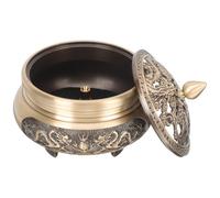 SAFIGLE Vintage Brass Censer Tripod Incense Burner with Lid Rustic Chinese Style Aromatherapy Holder for Home Bedroom Meditation and Relaxation Household Aroma Stove