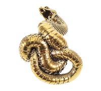 SAFIGLE Vintage Brass Snake Figurine Retro Snake Statue Indoor Tabletop Decor Sculpture Home Ornament Collectible Craft with Open Mouth Design