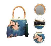 SAFIGLE Vintage Chinese Style Women Luxury Handbag with Jacquard Fairyland Lake Flower Design and Bamboo Handle Stylish Purse for Party Essentials and Daily Storage