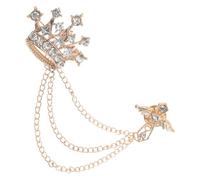 SAFIGLE Vintage Crystal Rhinestone Cross Brooch Pin with Crown Design and Adjustable Long Chain, Elegant Versatile Accessory for Women at Social Activities Or Formal Events
