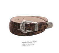 SAFIGLE Vintage Leopard Print Women Waist Belt Embossed Western Style Decorative Strap with Classic Buckle Fashion Accessory for Jeans Dresses Parties and Casual Outfits
