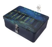SAFIGLE Vintage Lockable Tinplate Storage Box for Desktop Organizer Small Jewelry and Cash Keeper with Rounded Edges Material for Keepsakes and