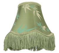 SAFIGLE Vintage Macrame Tassel Lamp Shade for Table Lamps Lightweight European Style Decorative Replacement with Rustic Green Bamboo Leaf Design Easy to Install for Bedroom Living Study