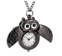 SAFIGLE Vintage Owl Pocket Watch Black Retro Decorative Wind-up Men’s Pocket Watch Crescent Moon Design and Collectors
