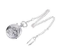 SAFIGLE Vintage Pocket Watch Locomotive Design Silver Wind up for Men Classic Style Retro Look for Waistcoat and Casual Wear