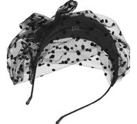 SAFIGLE Vintage Polka Dot Lace Double-layer Fascinator Headband Bow for Women Wedding Party, Bridal Hair Accessory, Elegant Fascinator Hat for Royal and Special Occasions