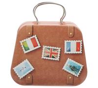 SAFIGLE Vintage Treat Box Mini Suitcase Storage Case Elegant Tinplate Candy Container Versatile Handheld Design for Events Charming American Style Spacious Interior for Essentials