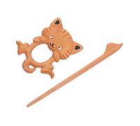 SAFIGLE Vintage Wooden Cat Brooch Pin Lightweight Bamboo Shawl Pin Stick Fashionable Accessory for Women Sweater Scarf Clasp Secure Elegant Design