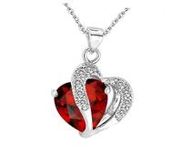 SAFIGLE Women's Choker Necklace: Luxurious Crystal Sweater Chain Necklace for Women, Valentine's Day Elegant Red Heart Design, 14-16 Inch Adjustable Length
