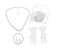 SAFIGLE Women's Tea Party Lace Gloves Veil Tea Party Outfits Including Veil Headband for Victorian Dress