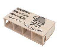 SAFIGLE Wooden Cutlery Organizer Box with Multi-compartment, 30x15x8cm Kitchen Utensil Storage Case for Home Countertop, Sturdy Wooden Flatware Holder for Forks, Knives, and Spoons