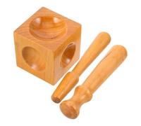 SAFIGLE Wooden Jewelry Doming Punch Set with Dapping Block, 1 Block and 2 Punches for DIY Silver Making and Crafting Tools, Jewelry Process Tool for Artisans and Hobbyists