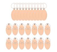 SAFIGLE Wooden Key Ring Blanks 30Pcs Natural Unfinished Wood Discs for DIY Crafting Keychains and Labels for Home Craft Projects