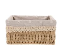 SAFIGLE Woven Seagrass Rope Basket with Liner Rectangular Storage Bin for Makeup Jewelry Organizer Bedroom Shelves Rustic Natural Home Decor Container