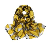 SAFIGLE Yellow Leaves Pattern Organza Scarf Beach Cape Shawl for Women Lightweight Summer Sunscreen Wraps Cloak Beach Towel