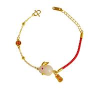 SAFIGLE Zodiac Rabbit Charm Bracelet Red Braided Cord Protection Bracelet Chinese Style Year Women Friends Lucky Amulet for Prosperity and Abundance