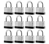 SafiSwords 12-Pack Keyed Alike Laminated Steel Padlocks, 1-3/4" Wide, Heavy Duty, Silvery