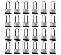 SafiSwords 24-Pack Keyed Alike Laminated Steel Padlocks Keys, 45mm(1-3/4") Wide, Heavy Duty Long Pad Lock Set with Same Keys
