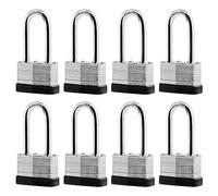 SafiSwords 8-Pack Keyed Alike Laminated Steel Padlocks Keys, 1-3/4" Wide, Heavy Duty Long Pad Lock Set with Same Keys