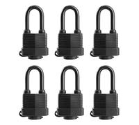 SafiSwords Waterproof Padlocks Keyed Alike for Outdoor use, Covered Heavy Duty Laminated Steel Lock, 1-9/16 Inch. Wide, Long Padlock, Pack of 6