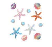 SAFITOYA Decorative Shoe Charms Set, 12 Pieces, Iridescent Seashells Starfish Pearls, Beach Theme