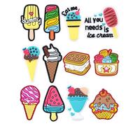 SAFITOYA Food Shoes Charms Decorations, 12Pcs Ice Cream Cherry Shoe Charms Packs, Doughnuts Bunny Eggs Cat's Paw Lollipop summer shoes pins Accessories for Women Girls Clogs Sandals