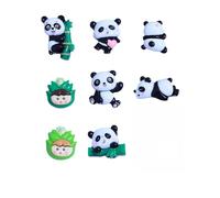 SAFITOYA Panda Shoes Charms, 8PCS Animal Shoes Ornament Decorations for Clogs Bubble Slides Sandals