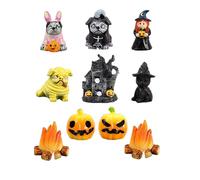 SAFITOYA Shoe Charms Horror, 10PCS Halloween Shoe Charms for Teens Girls Women Man, 3D Resin Cool Dog Witch Magic Castle Pumpkin Lights Burning Fire Hallow Shoe Pins Accessories for Boys Adults
