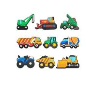 SAFITOYA Shoes Charms for Boys, Transportation Truck Shoe Decoration, 9PCS Dumper Crane Shovel Mixer Construction Vehicle Cars Shoes Charms for Boys Girls Party Favors Gifts