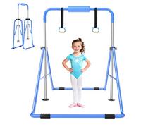 Safly Fun Expandable Kid Gymnastics Bars for Home Junior Training Bar Gymnastic Folding Horizontal Bars for Kids (Blue)