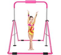 Safly Fun Gymnastics Bars Expandable Children's Training Monkey Folding Bars Climbing Tower Child Play Training Gym (Pink)