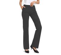 SAFORT 28" 30" 32" 34" Inseam Dress Bootcut Yoga Pants with Pockets High Waist Capri Pants Pull On Stretch Trousers for Work, Grey, M
