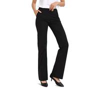 SAFORT 28" 30" 32" 34" Inseam Dress Bootcut Yoga Pants with Pockets High Waist Capri Pants Pull On Stretch Trousers for Work, Black, S