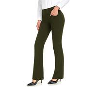 Safort 28" 30" 32" 34" Inseam Regular Tall Bootcut Yoga Pants Flared Leg Dress Pants with Pockets for Casual, Style1-army Green, S