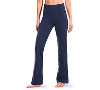 SAFORT 28" 30" 32" 34" Inseam Regular Tall High Waisted Bootcut Yoga Pants with 2 Hidden Waist Pockets, Lounge Workout Tummy Control Bootleg Pants - Blue - XL