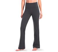 Safort 28" 30" 32" 34" Inseam Regular Tall High Waisted Bootcut Yoga Pants with 2 Hidden Waist Pockets, Lounge Workout Tummy Control Bootleg Pants - Grey - Medium