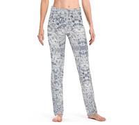 Safort 28" 30" 32" 34" Inseam Regular Tall Straight Leg Yoga Pants, Workout Pants, Grey&Blue, Tie Dye, 4 Pockets, S