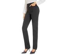 Safort Women's 28" 30" 32" 34" Inseam Regular Tall Dress Yoga Bootcut Pants, Work Bootleg Pants with Faux Pockets, Grey, Large