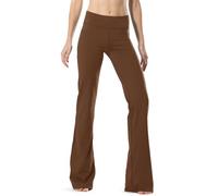 SAFORT Women's Yoga Pants Bootcut Long Flared Trousers Jazz Pants Mid Waist Work Pants Stretch Casual Jogging Pants Sports Pants with Pockets, Brown, XL