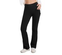 SAFORT Women's Yoga Trousers, Cotton Jazz Pants, Women's Bootcut Trousers, Sports Trousers, Long with Pockets, Flared Leg for Yoga, Everyday Life, S-3XL, black, XXL / 33L